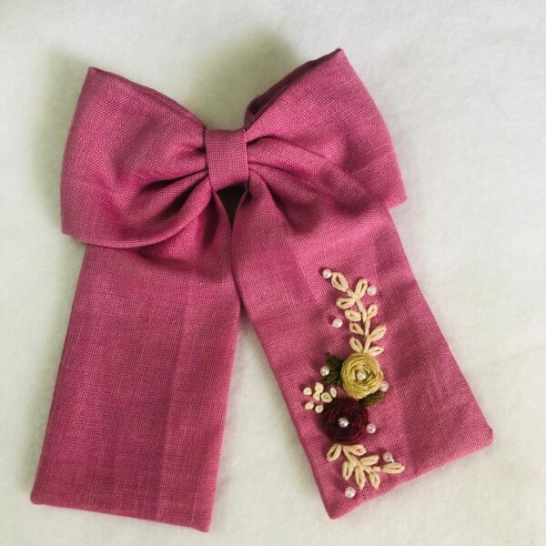 Rosette Embroidered Hair Bows