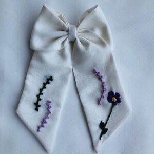 Floral Embroidery Hair bow