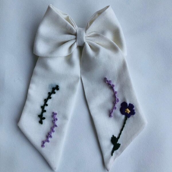 Floral Embroidery Hair bow