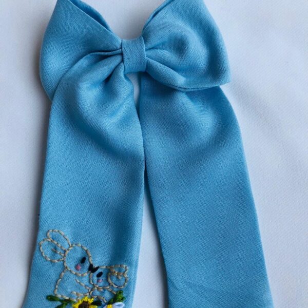 Bunny Embroidered Hair Bow