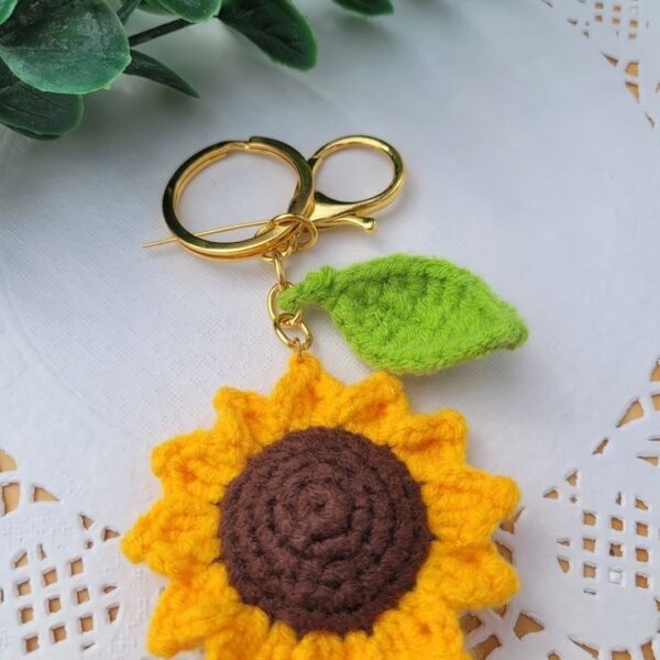 Sunflower Crochet Keychain