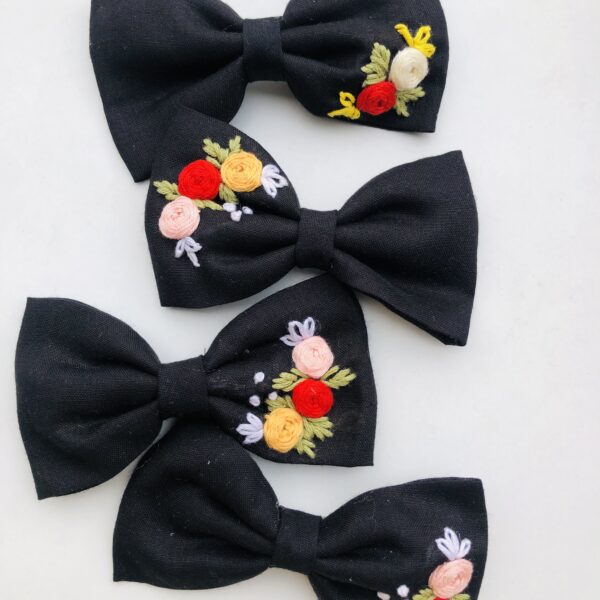 Rose Embroidery Hair bow