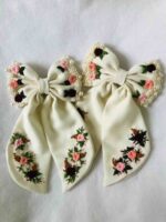 Embroidered Pearl Tail Bow - Image 2