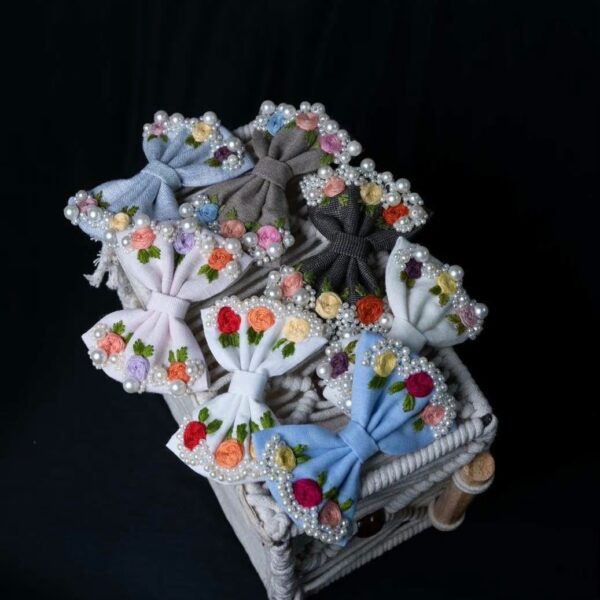 Embroidered Pearl Bow