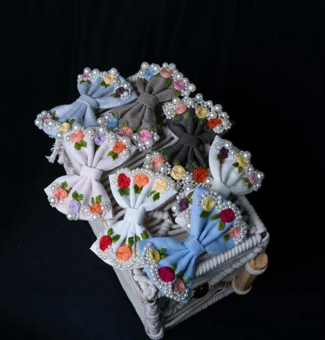 IMG_7556 Embroidered Pearl Bow - Image 1