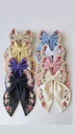 Embroidered Pearl Tail Bow